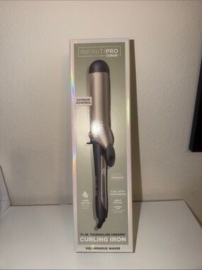InfinitiPro Conair 1 3/4” Tourmaline Ceramic Curling Iron - Champagne/Black